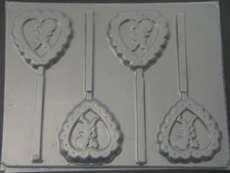 911 Heart with Cherub Chocolate or Hard Candy Lollipop Mold